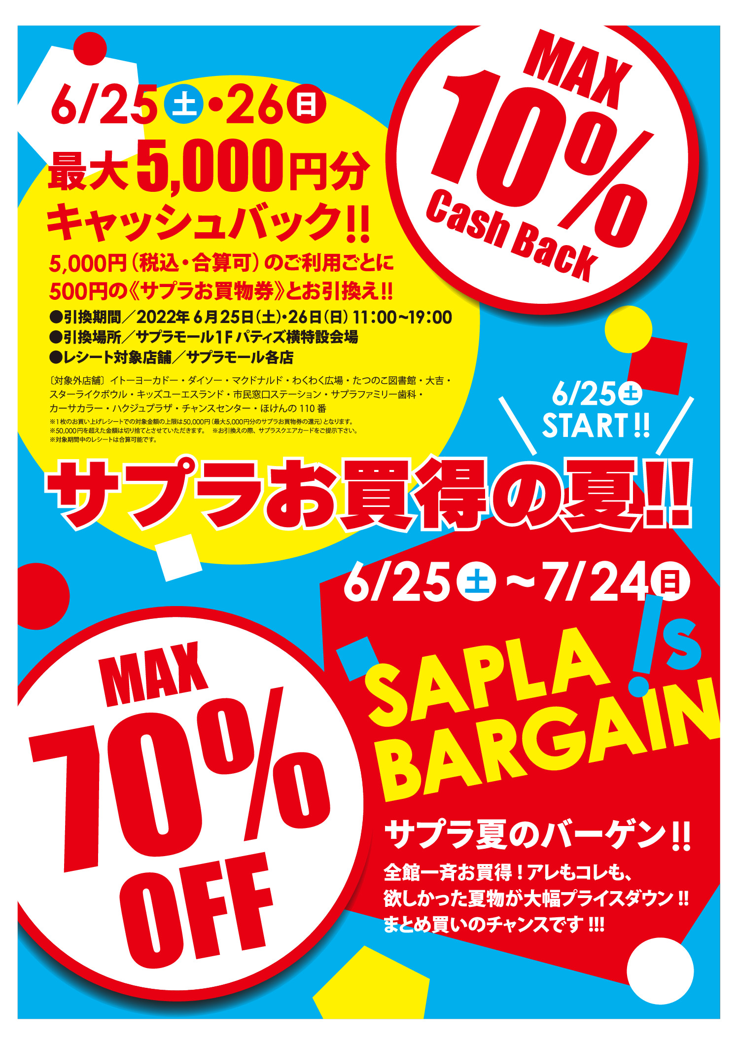 ☆SAPLA is BARGAINスタート☆最大10％キャッシュバック！カード会員様 